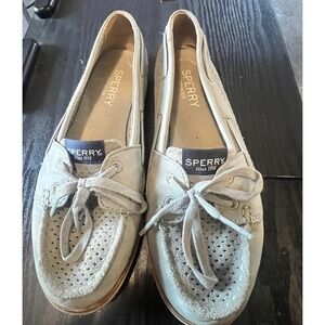 Sperry Top-Sider Womens Koifish Grey Leather Boat Shoes STS81120 Size 7M